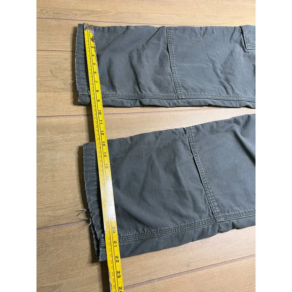 Vintage Carhartt Green Ripstop‎ Cargo Double Knee flannel-lined Actual Sz 38x30